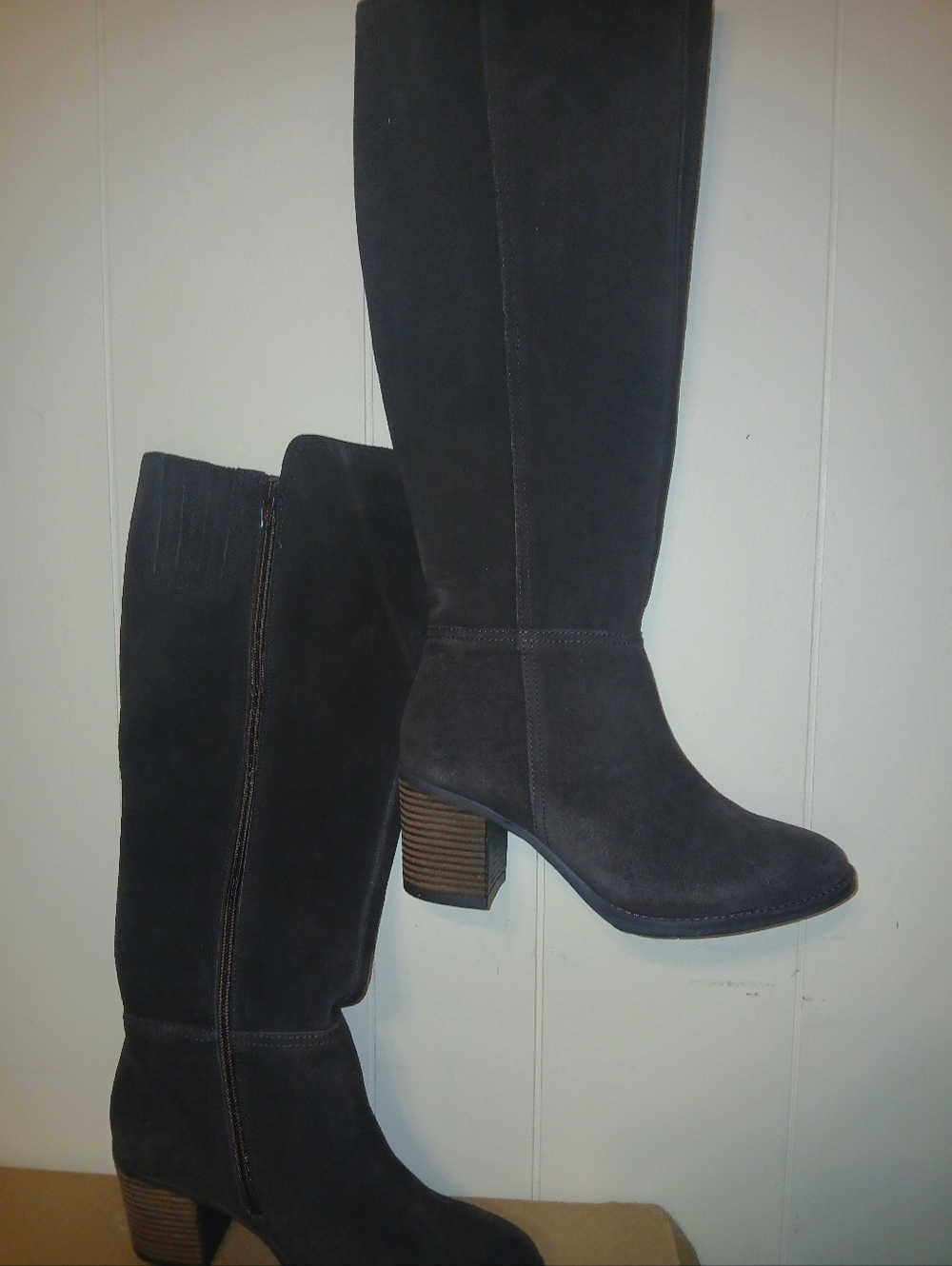 Lucky Brand Boots Calf Suede Block Heel Boots - Brown